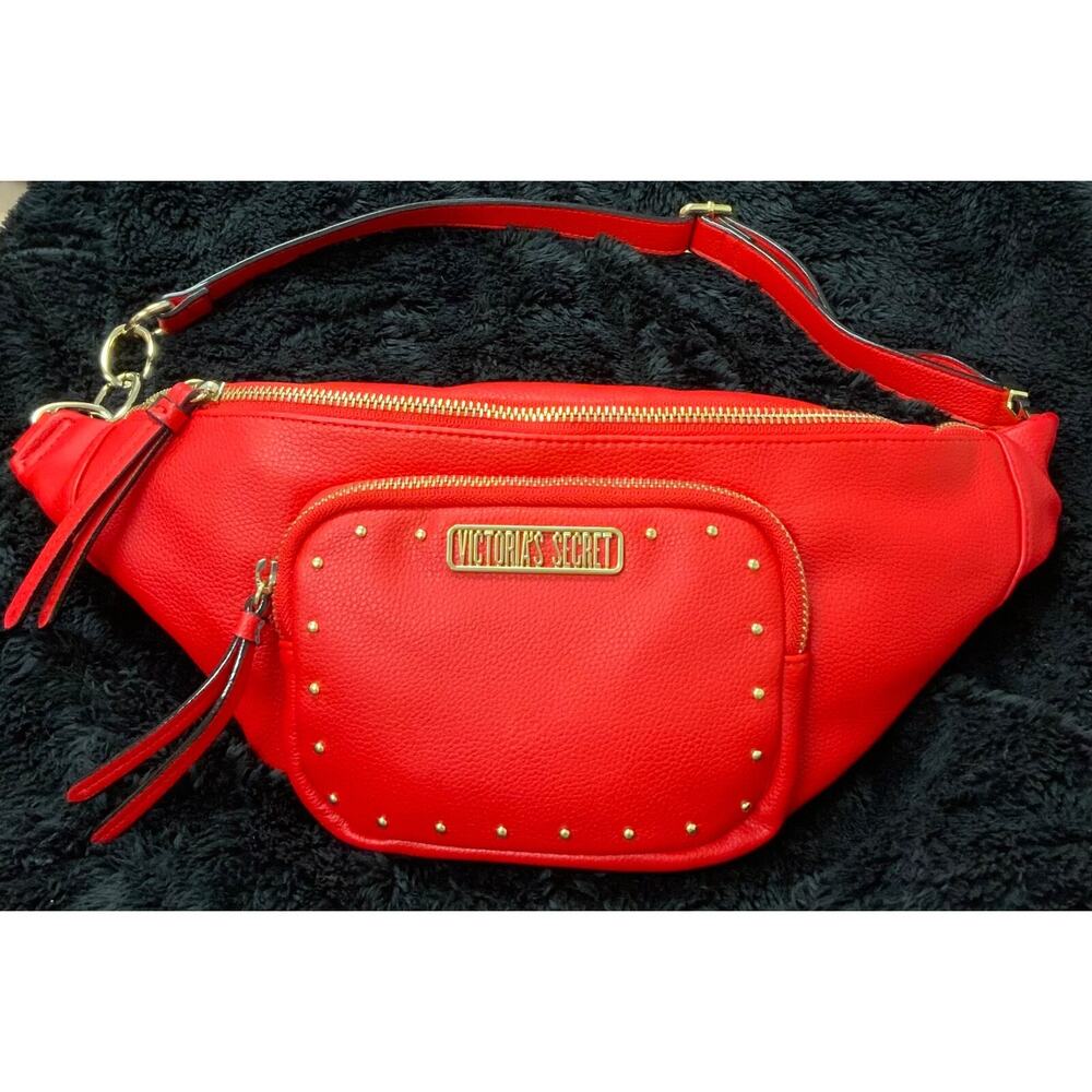 Victoria's Secret Red Oversized Fanny Pack Belt Bag faux leather